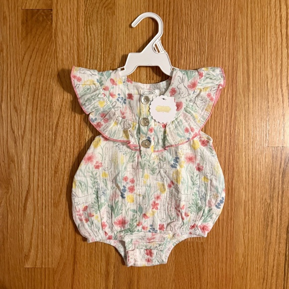 Mudpie Baby Girl Easter Bunny 1 Piece Outfit - Picture 1 of 8
